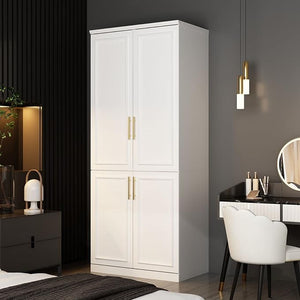 Slim Wardrobe Armoire with Clothing Rod & Storage Shelves