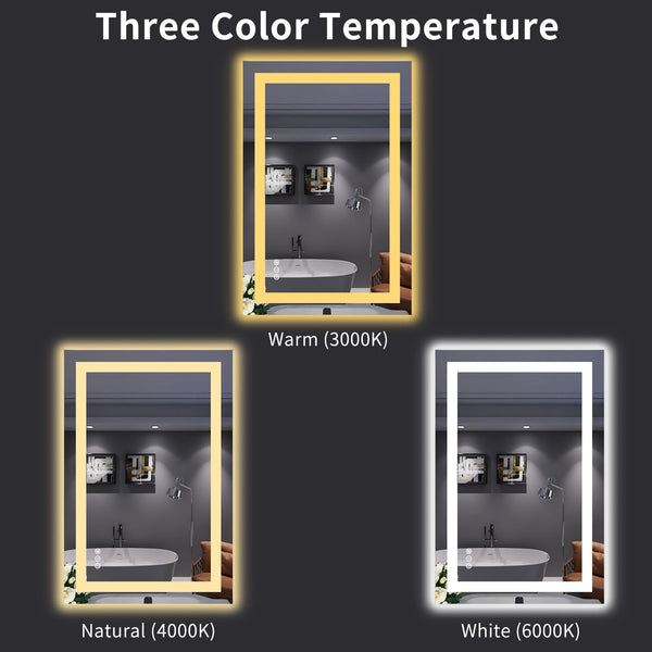 LED Bathroom Mirror with Lights – Anti-Fog, Dimmable, Backlit & Front Lit