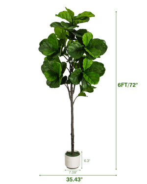 6ft Artificial Fiddle Leaf Fig Tree with Planter