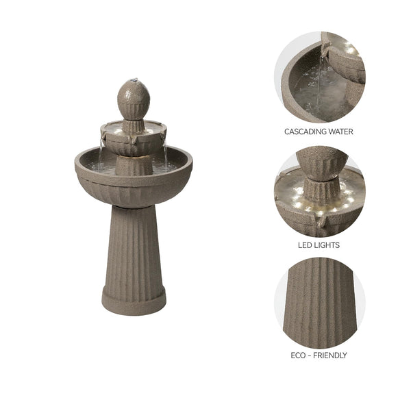 Outdoor LED Water Fountain with Cascading Waterfall