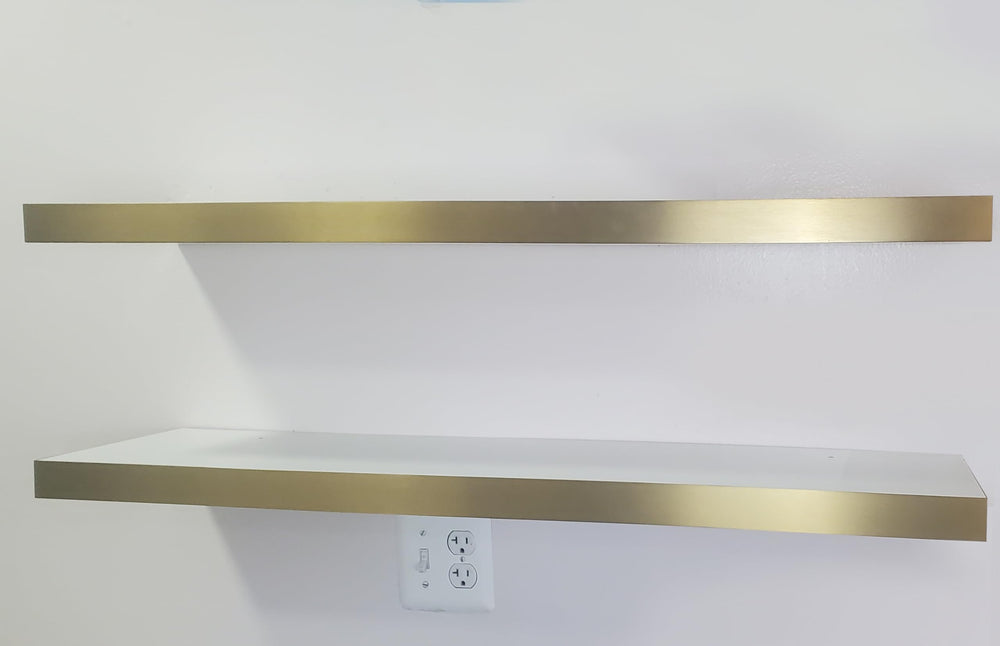 White & Gold Floating Wall Shelves Set of 2 – 36 Inch
