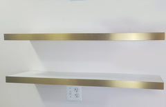 White & Gold Floating Wall Shelves Set of 2 – 36 Inch