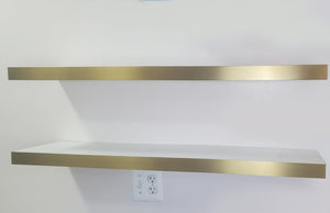 White & Gold Floating Wall Shelves Set of 2 – 36 Inch
