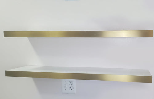 White & Gold Floating Wall Shelves Set of 2 – 36 Inch