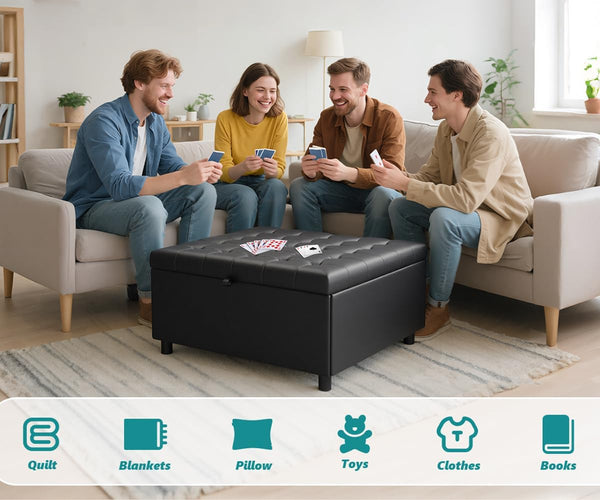 Large Square Storage Ottoman with Lift Top