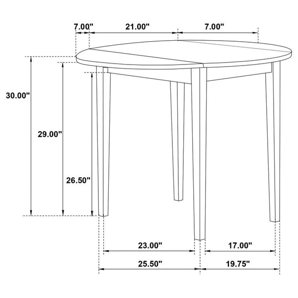 3-Piece Drop Leaf Round Dining Set with 2 Chairs