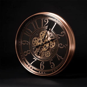 Large Moving Gears Wall Clock – 21 Inch Analog Art Deco Metal Clock