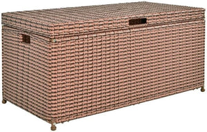 Wicker Rattan Outdoor Storage Deck Box with Steel Frame