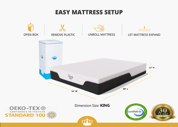 12-Inch Eastern King Cooling Gel Memory Foam Mattress