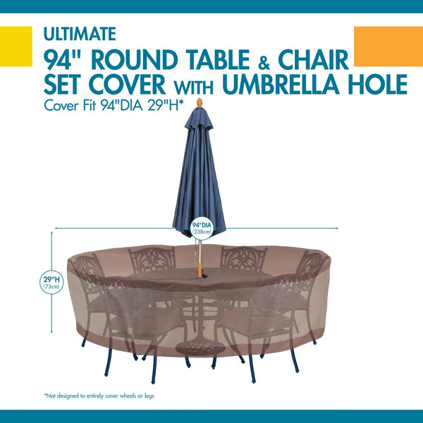 Round Patio Table and Chair Set Cover with Umbrella Hole