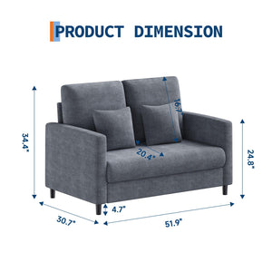 Loveseat Sofa with Pocket Spring Cushion & Teddy Fabric