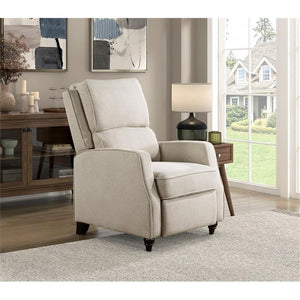 Push Back Recliner Chair – Fabric Upholstered, Solid Wood Frame