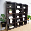 72" Triple Wide Wood Bookcase – 15 Shelves