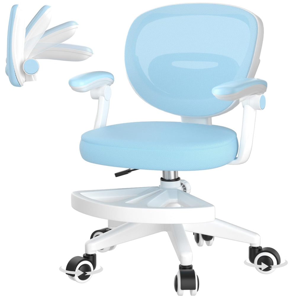 Adjustable Kids Desk Chair with Footrest & Flip-Up Armrest