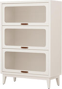 Solid Wood Bookcase with Glass Doors, 3-Shelf