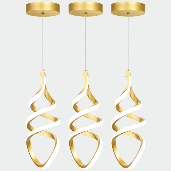 Brushed Gold LED Pendant Light – Dimmable, 3-Color Temperature