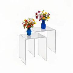 Clear Acrylic End Table Set of 2 – 12"D x 16"W x 18"H