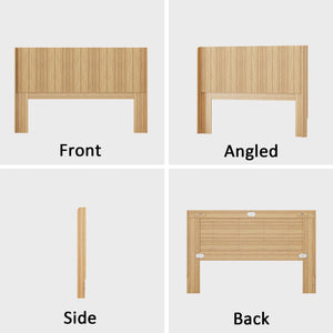 Fluted Wood Queen Headboard – Wall Mount, Wingback, Natural