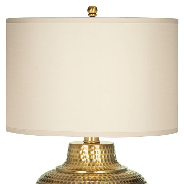 Rustic Farmhouse Table Lamps 27" Tall – Set of 2, Antique Brass with Cream Linen Drum Shade
