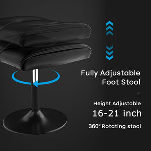 Adjustable Height Footrest Ottoman with PU Leather Cushion