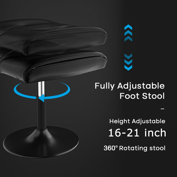 Adjustable Height Footrest Ottoman with PU Leather Cushion