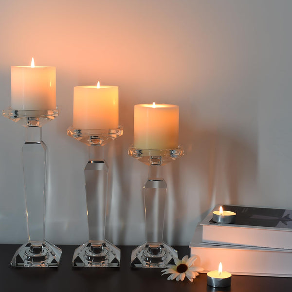 Crystal Candelabra Set — Dual-Purpose Pillar & Taper Candle Holder