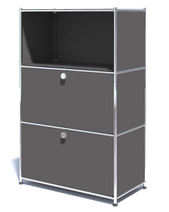 Metal Cabinet with Flap Doors & Open Shelves