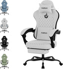 Ergonomic Gaming Chair with Massage & Footrest
