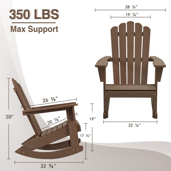 Adirondack Rocking Chair Set of 2 – Recycled Plastic Outdoor Patio Rocker