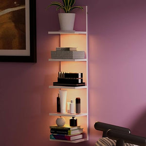 5-Tier Floating Wall Shelf Unit with LED Light