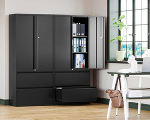 Metal Locking File Cabinet with Drawers and Adjustable Shelves