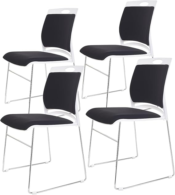 8-Pack Stackable Guest Chairs with Padded Seat & Back – Black