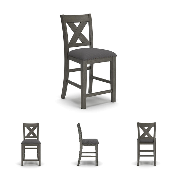 7-Piece Counter Height Dining Set with Upholstered Bar Stools & Nailhead Trim