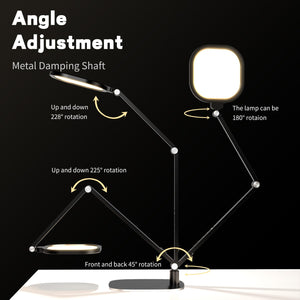 LED Desk Lamp with Swing Arm & Webcam Light