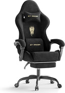 Velvet Gaming Chair with Footrest & Massage Lumbar