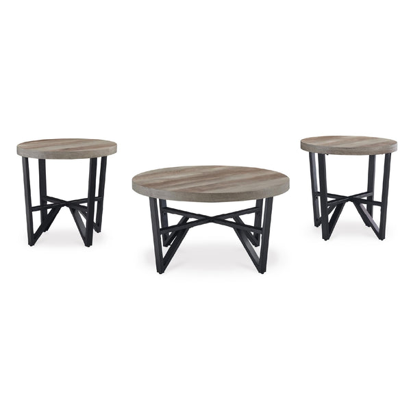 3-Piece Coffee Table & End Table Set – Light Brown & Black