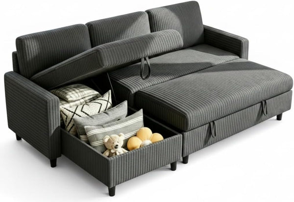 L-Shaped Sleeper Sofa with Storage Chaise