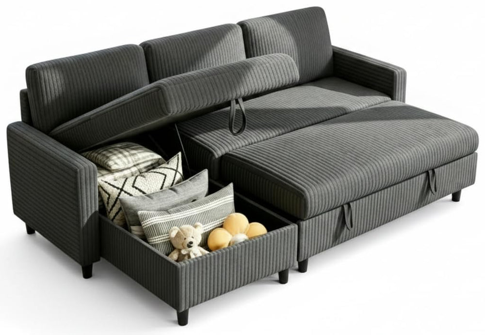 L-Shaped Sleeper Sofa with Storage Chaise