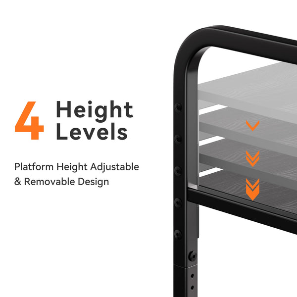 2-Tier Rolling Printer Stand with Lockable Wheels & Adjustable Shelf