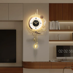 Large Gold LED Wall Clock with Light