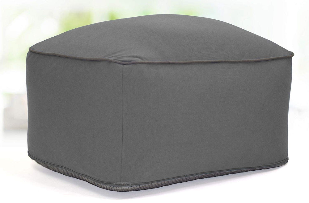 Square Ottoman Pouf – Small Fabric Foot Stool with Washable Cover