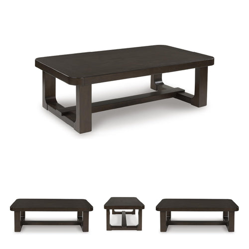 Modern Coffee Table with Trestle Base – Dark Brown