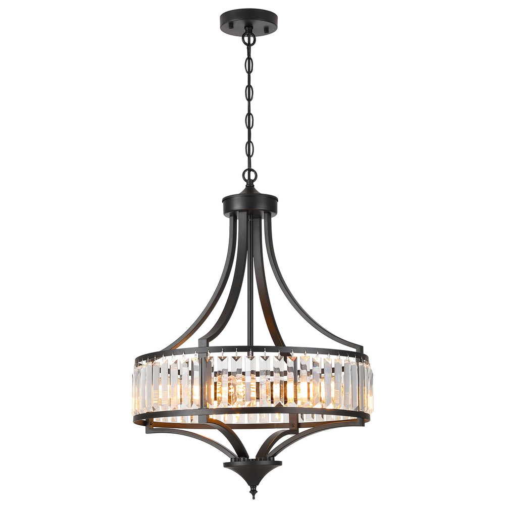 20-Inch Crystal Chandelier 5-Light Adjustable Ceiling Pendant