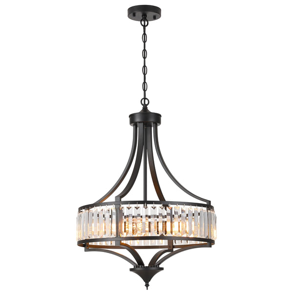 20-Inch Crystal Chandelier 5-Light Adjustable Ceiling Pendant