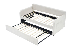 Twin Size Velvet Daybed with Pop-Up Trundle