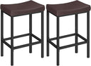 Counter Height Bar Stools with PU Leather Saddle Seat — Set of 2, 3, or 4