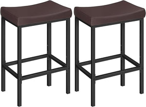 Counter Height Bar Stools with PU Leather Saddle Seat — Set of 2, 3, or 4