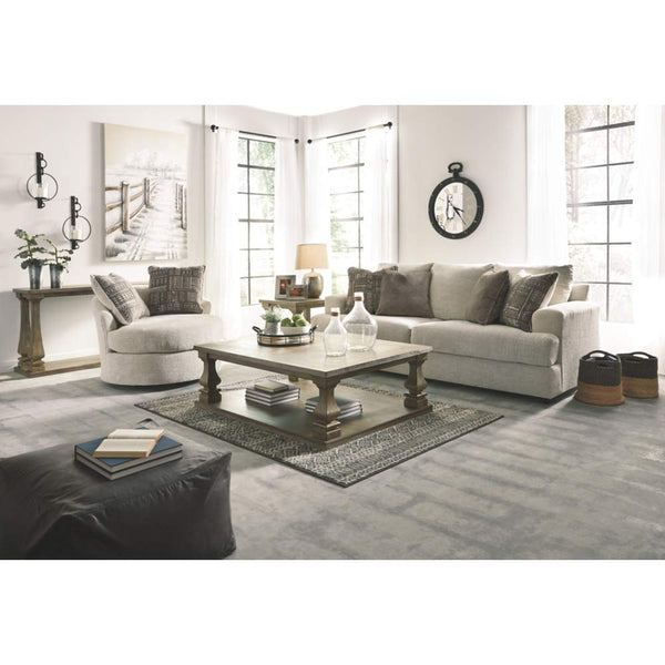 Cream Chenille Queen Sofa Sleeper with Accent Pillows