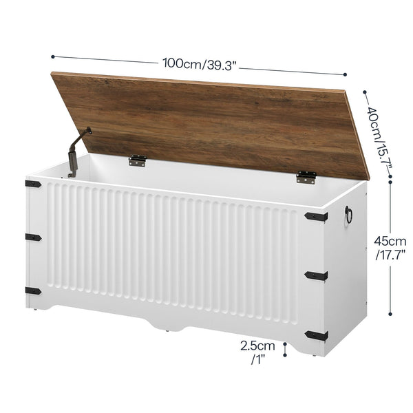 Farmhouse Storage Bench with Safety Hinge Lid