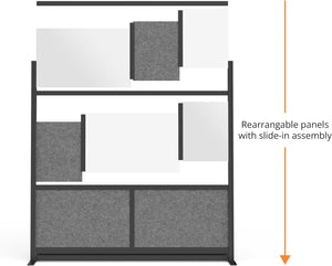 Modular Office Partition Wall with Frosted Acrylic & Sound-Absorbent Panels